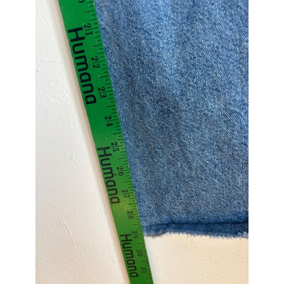 Collusion x007 Wide Leg Jeans Mid Wash Blue High Rise Raw Hem 30/32 (fits 28x29) - Picture 9 of 10